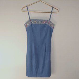 Rampage Y2K Embroidered Square Neck Dress 5